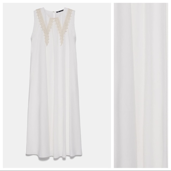 Zara Dresses & Skirts - NWT. Zara White Poplin Midi Dress. Size XS.